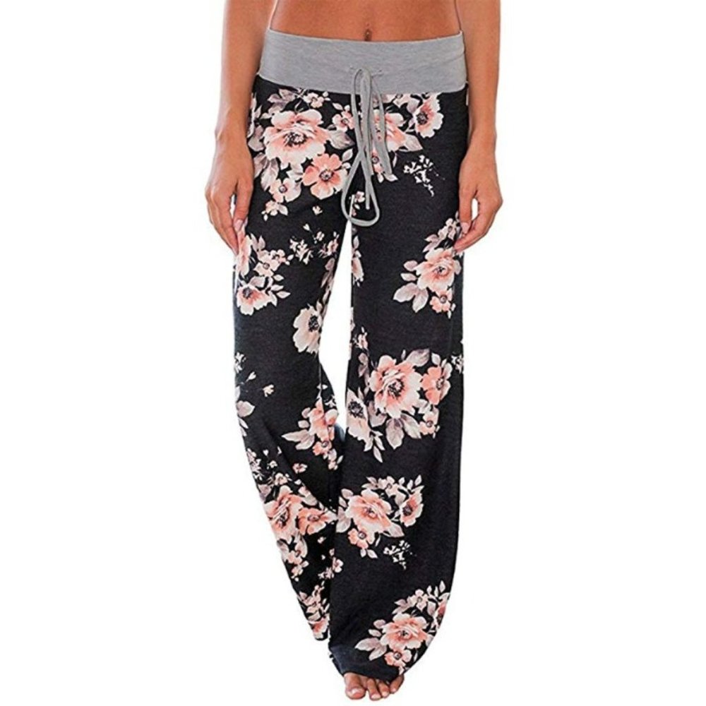 Floral Print Drawstring Pajama Pants